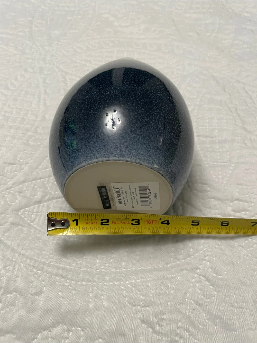 LIKE NEW House Beautiful Blue Sandstone Cool Ceramic Vase Tear Drop Shape